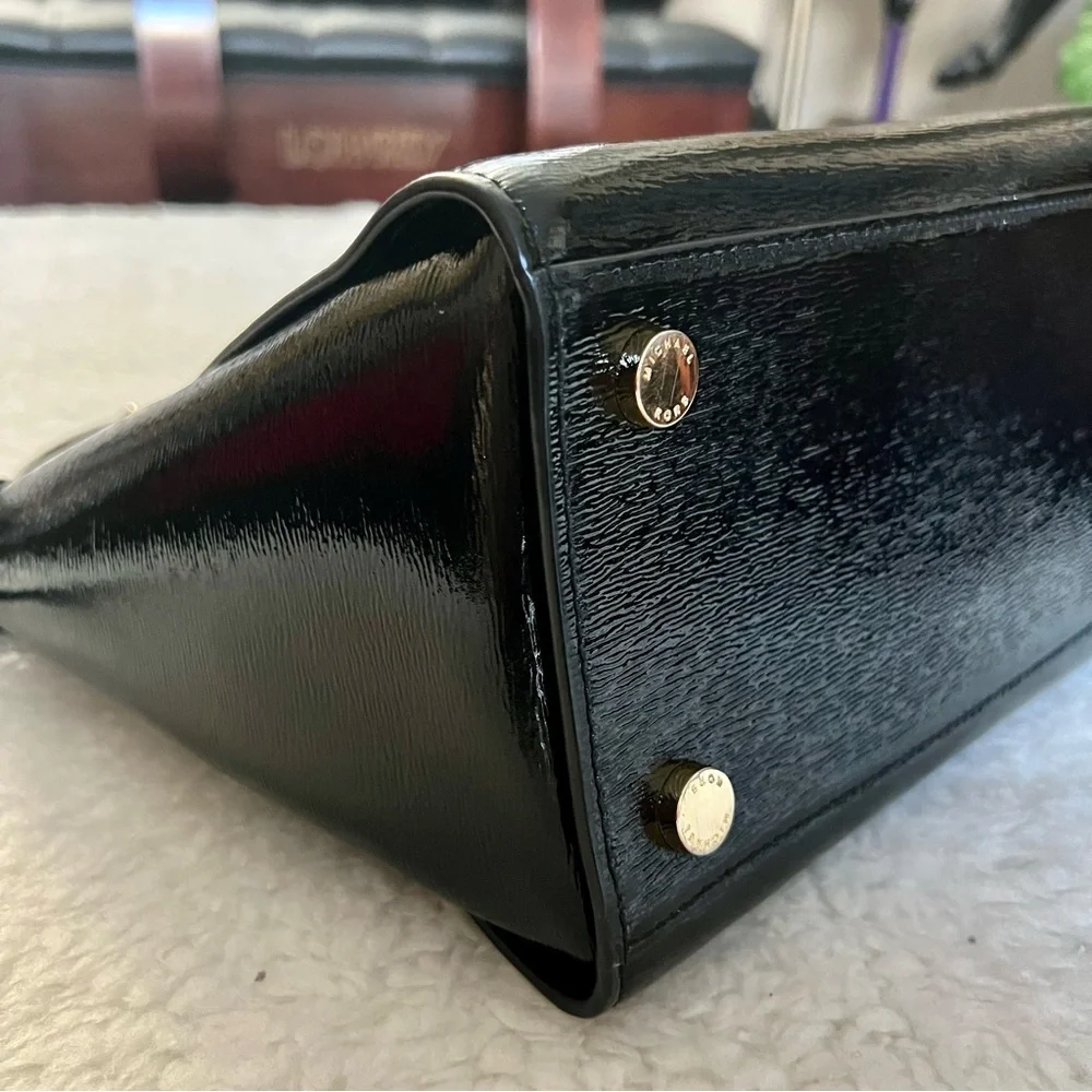 Michael Kors Avril Black Patent Leather Satchels/Shoulders Bag